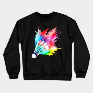 Badminton Shuttlecock Watercolor Player Gift Artistic Artsy Crewneck Sweatshirt